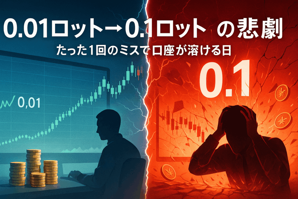 0.01ロットでコツコツ増やした1万円が、0.1ロットの一撃で溶ける日 ― 海外FX・レバレッジ1000倍トレードで「たった1回のミス」が起こる本当の理由と防ぎ方