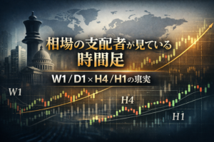 相場の支配者(中央銀行・巨大ファンド)が見ている時間足:W1/D1×H4/H1の現実